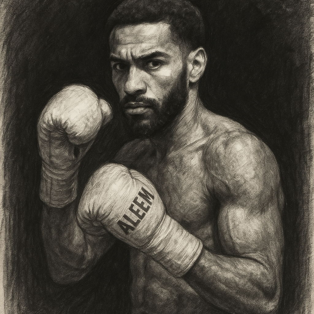 Ra'eese Aleem charcoal portrait IBF featherweight title shot Atlanta weight miss