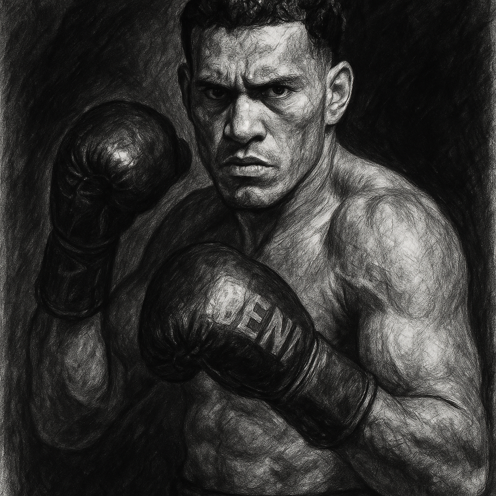 David Benavidez charcoal portrait Mexican Monster cruiserweight