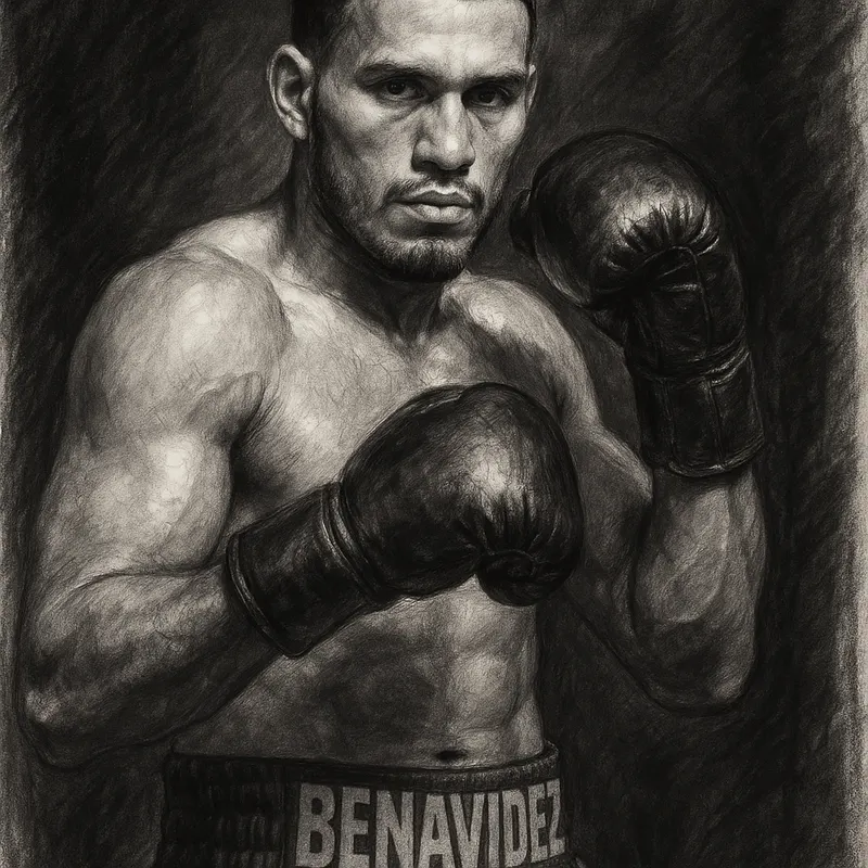 David Benavidez charcoal portrait as his team outline a heavyweight plan