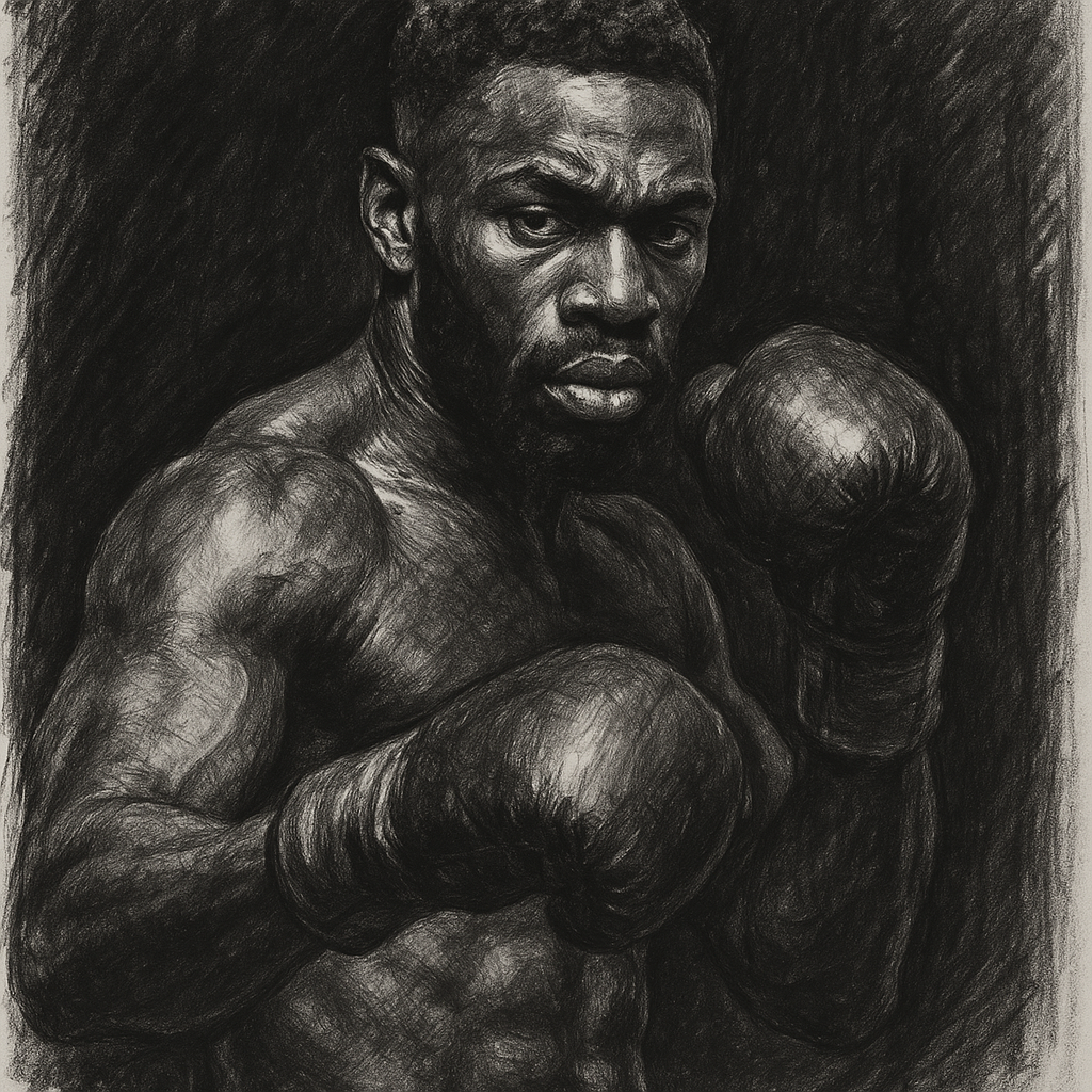 Denzel Bentley charcoal portrait interim WBO middleweight champion