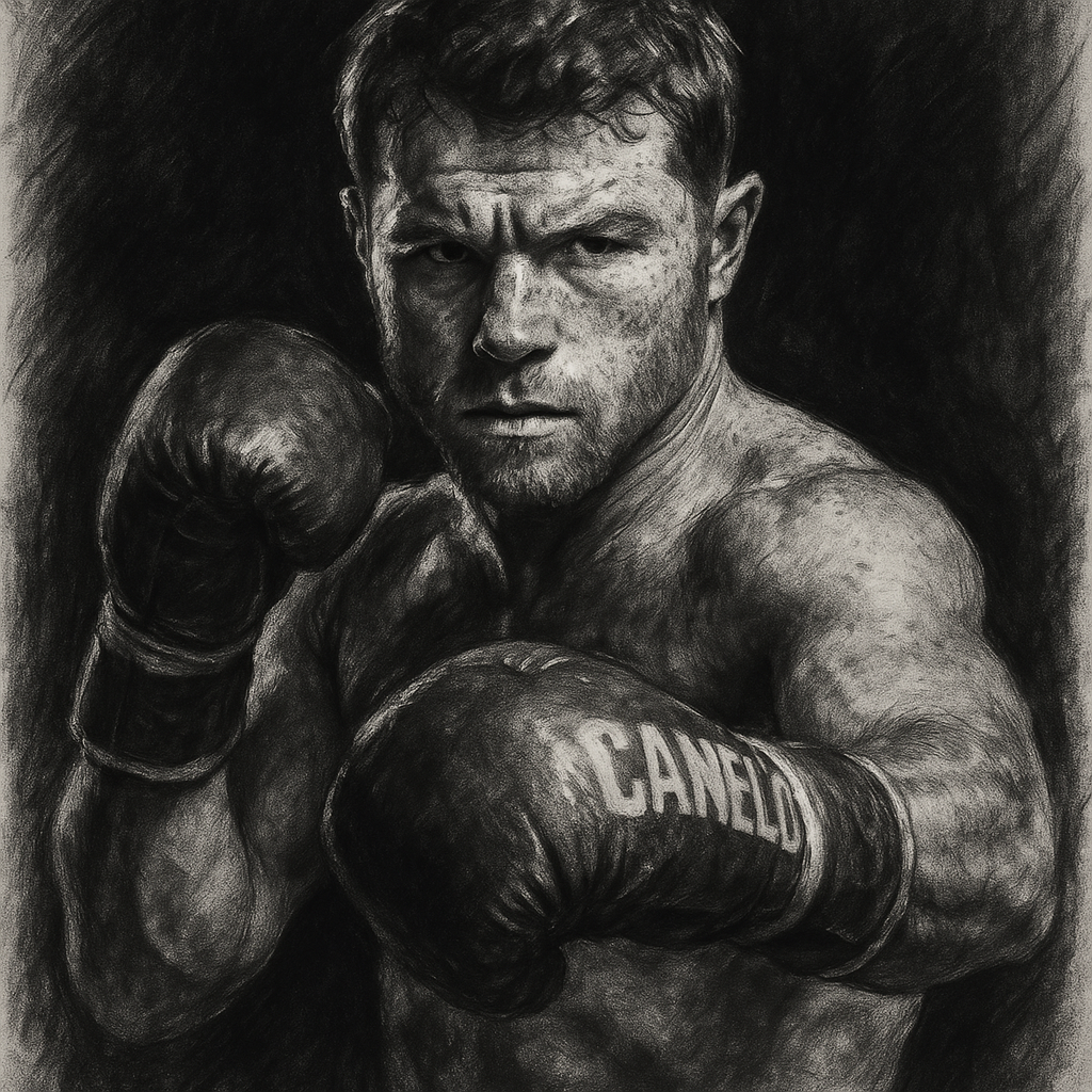 Canelo Alvarez charcoal portrait counter-puncher