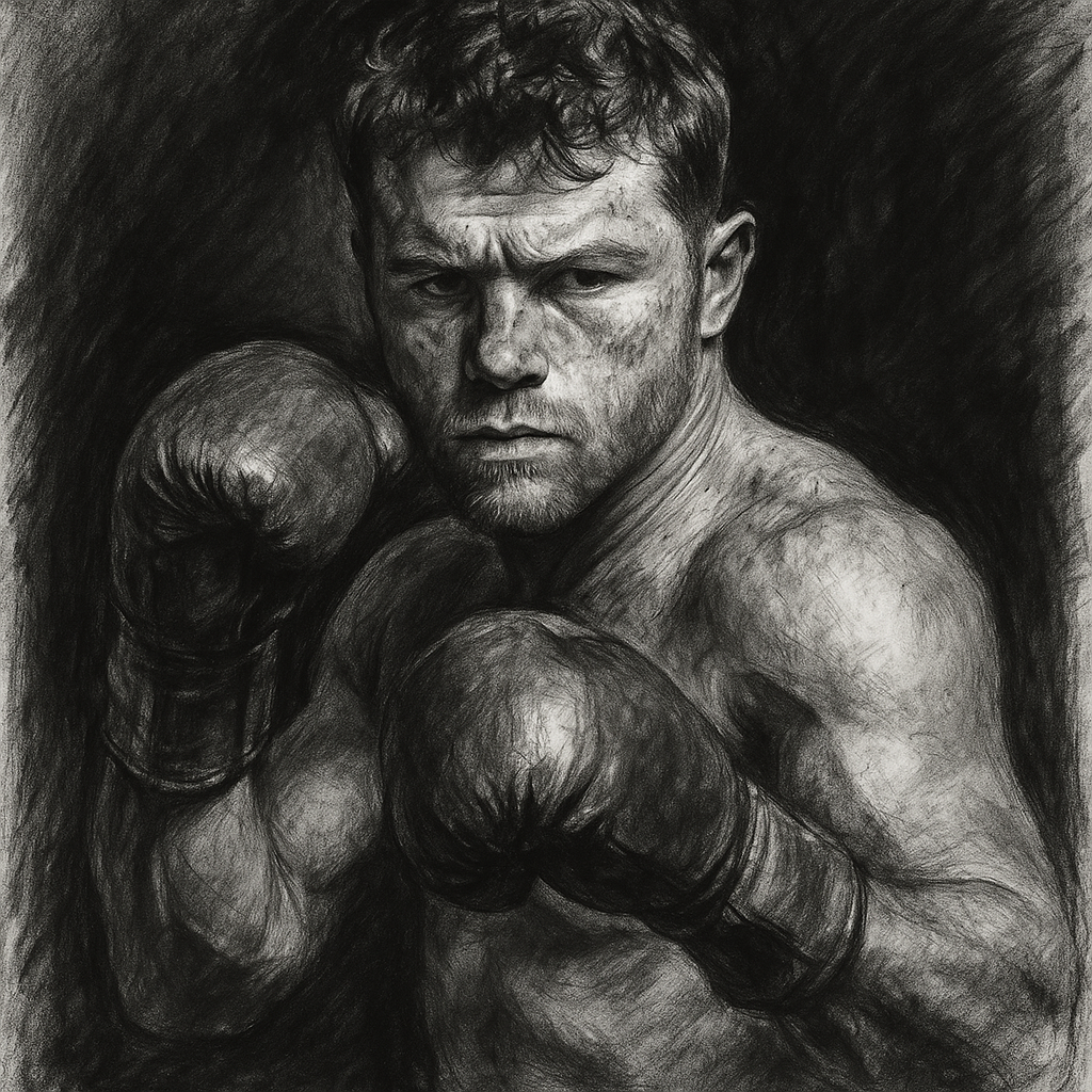 Canelo vs Benavidez: Alvarez Responds To The Light-Heavy Callout, charcoal portrait
