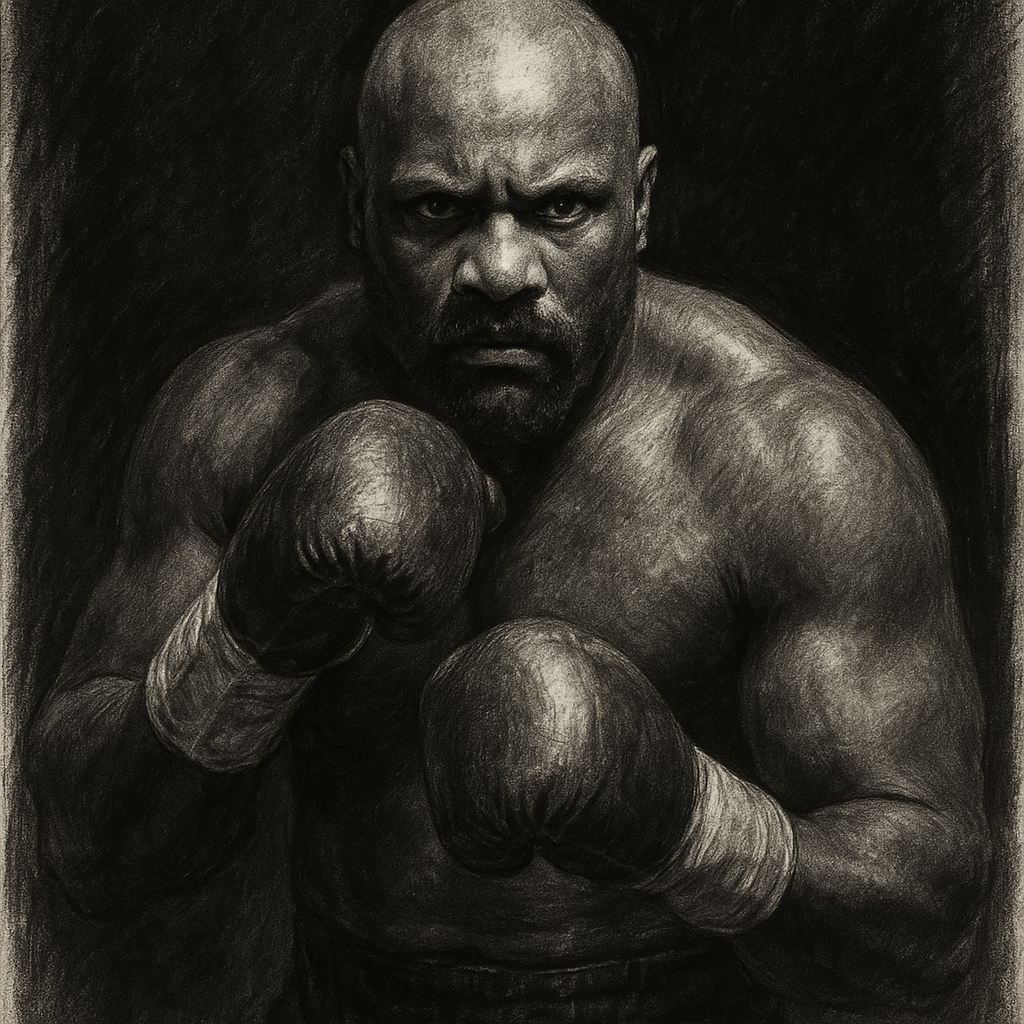 Derek Chisora charcoal portrait heavyweight face off