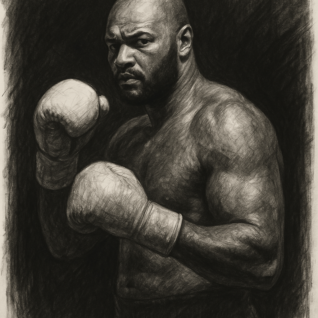 Frazer Clarke charcoal portrait heavyweight