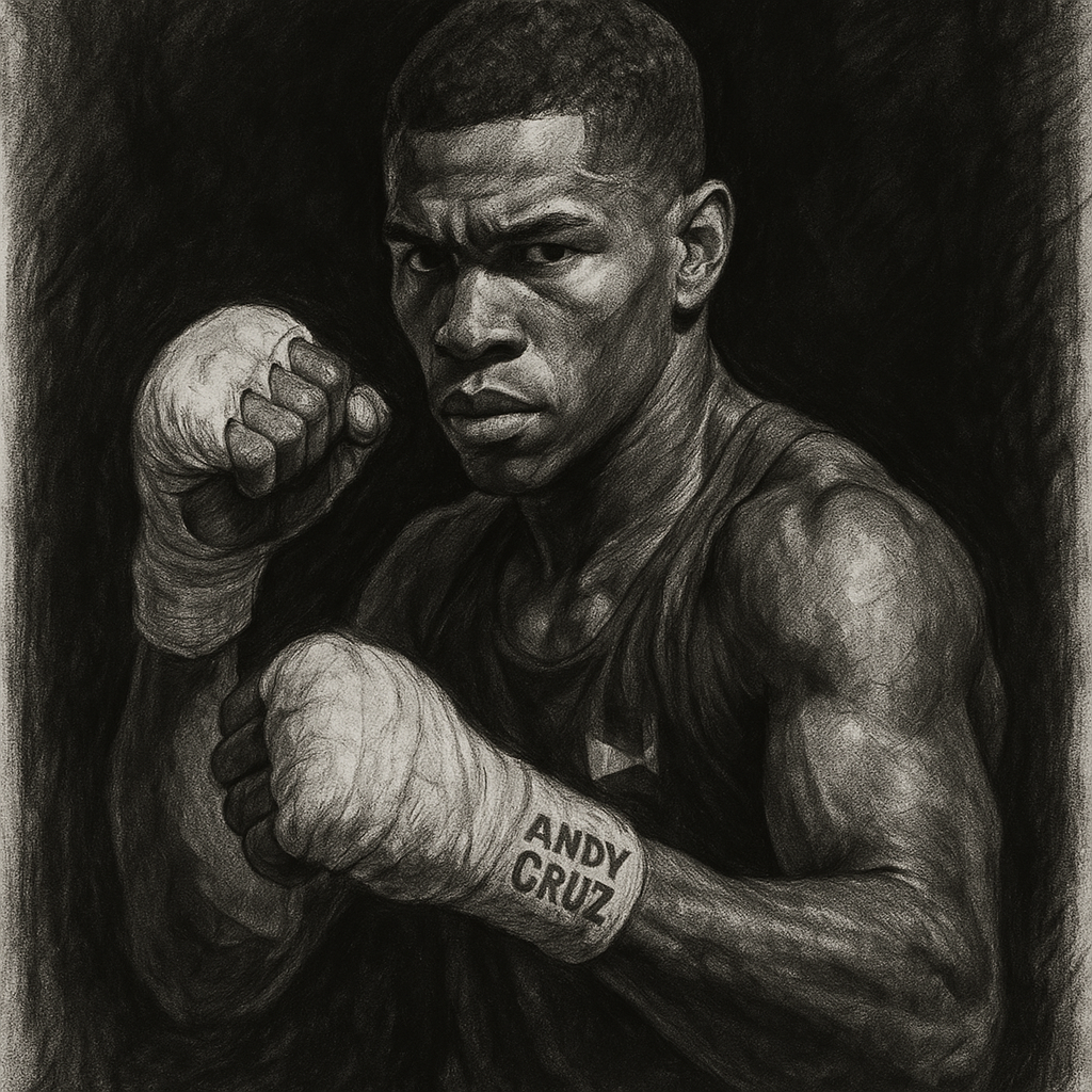 Andy Cruz Lands Montoya For July 18 charcoal portrait