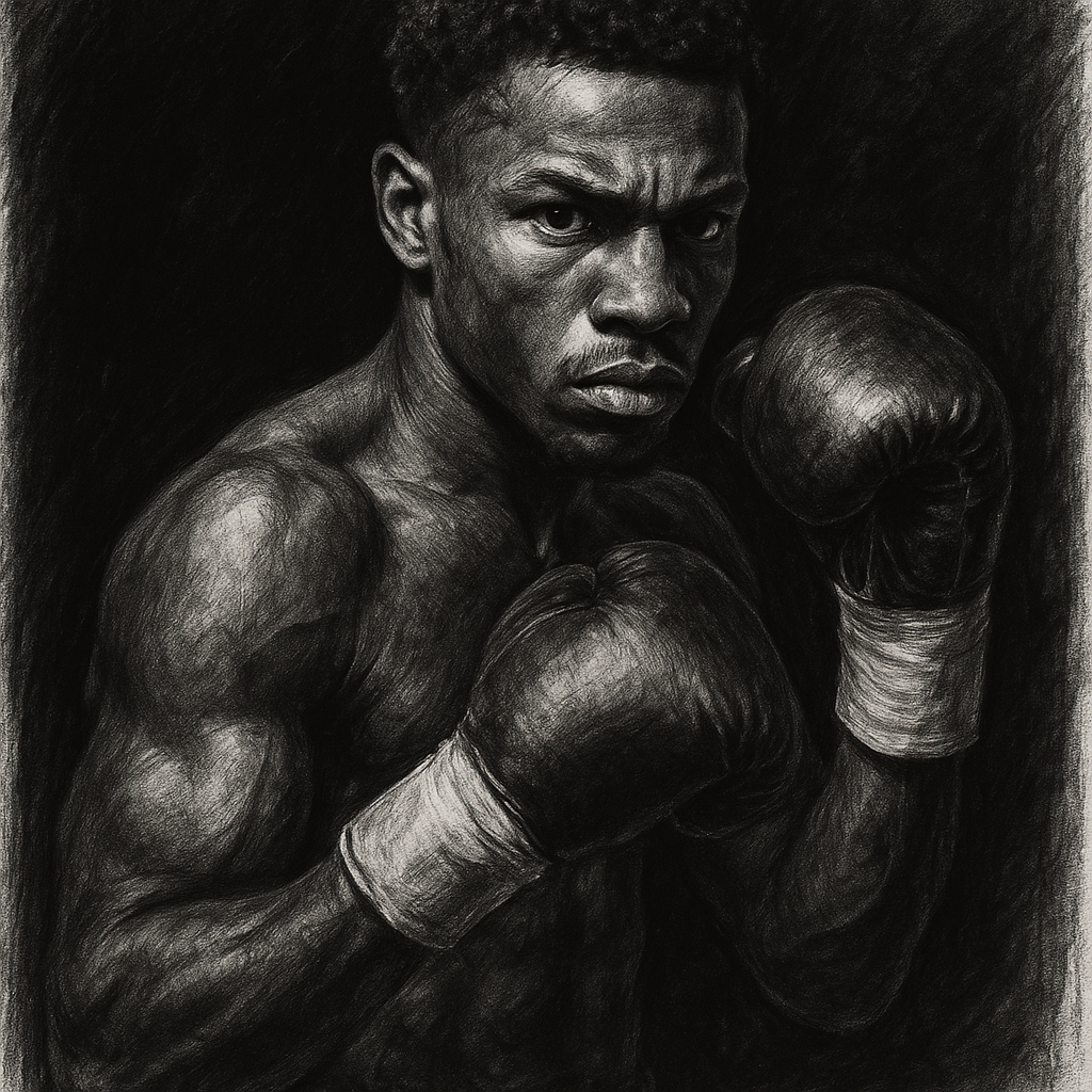 Davis vs Albright II — Fight Day Norfolk charcoal portrait