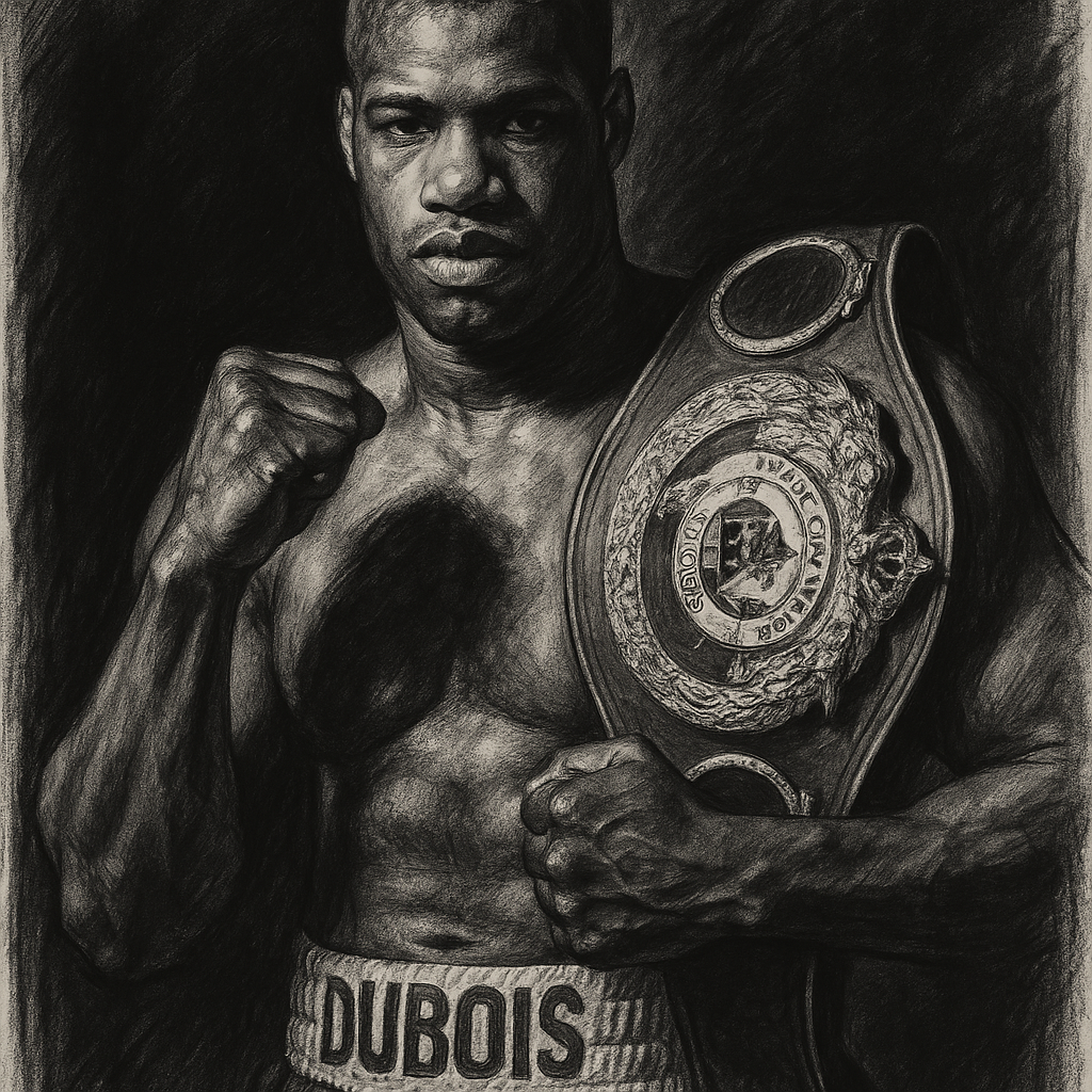 Daniel Dubois charcoal portrait two-time WBO heavyweight champion stops Fabio Wardley Co-op Live Manchester