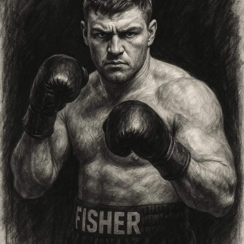 Johnny Fisher charcoal portrait after his majority decision win over Michael Pirotton