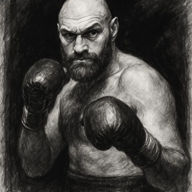 Tyson Fury charcoal portrait ahead of the official Anthony Joshua fight announcement