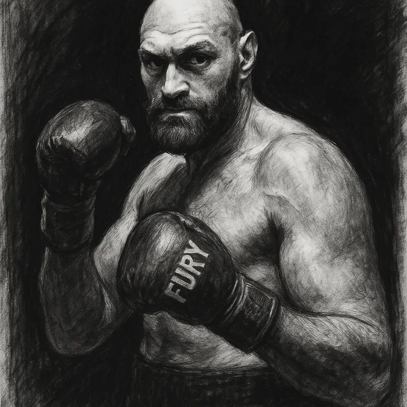 Tyson Fury charcoal portrait