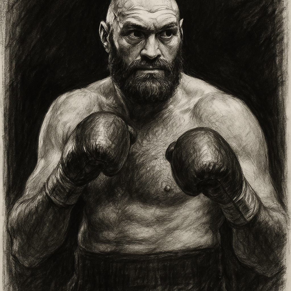 Fury vs Joshua Wembley Latest charcoal portrait
