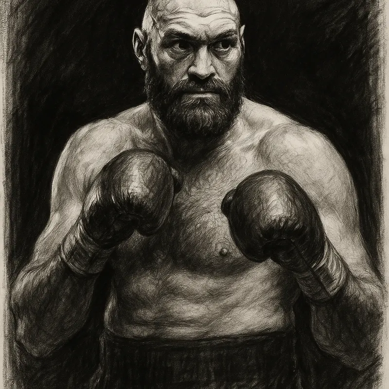 Fury vs Joshua Wembley Latest charcoal portrait