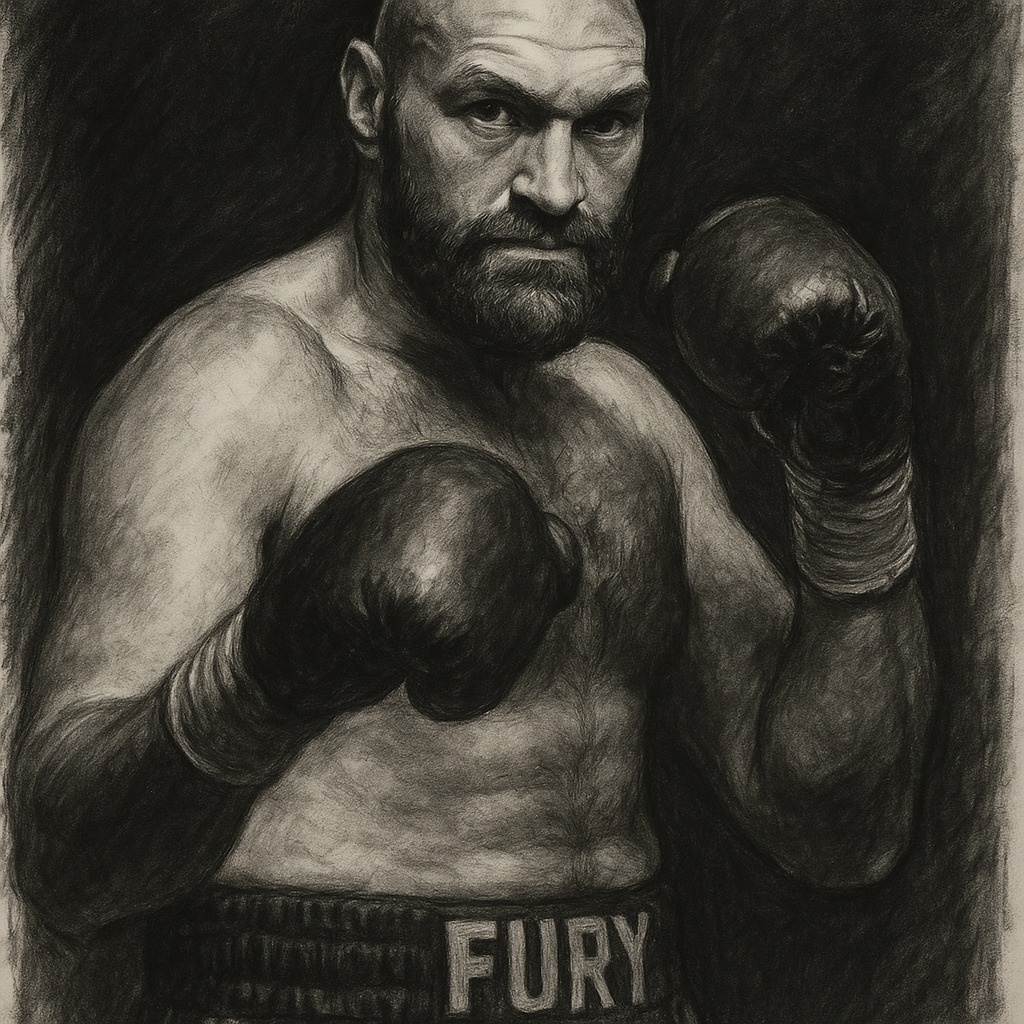 Tyson Fury charcoal portrait heavyweight