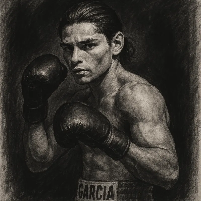 Ryan Garcia charcoal portrait after denying Teofimo Lopez February talks