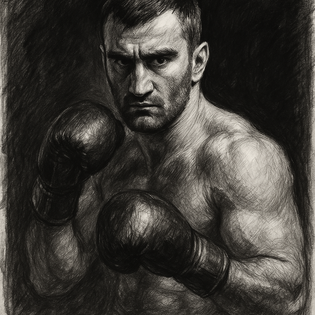 Fight Eve In Moscow — Gassiev vs Kadiru charcoal portrait