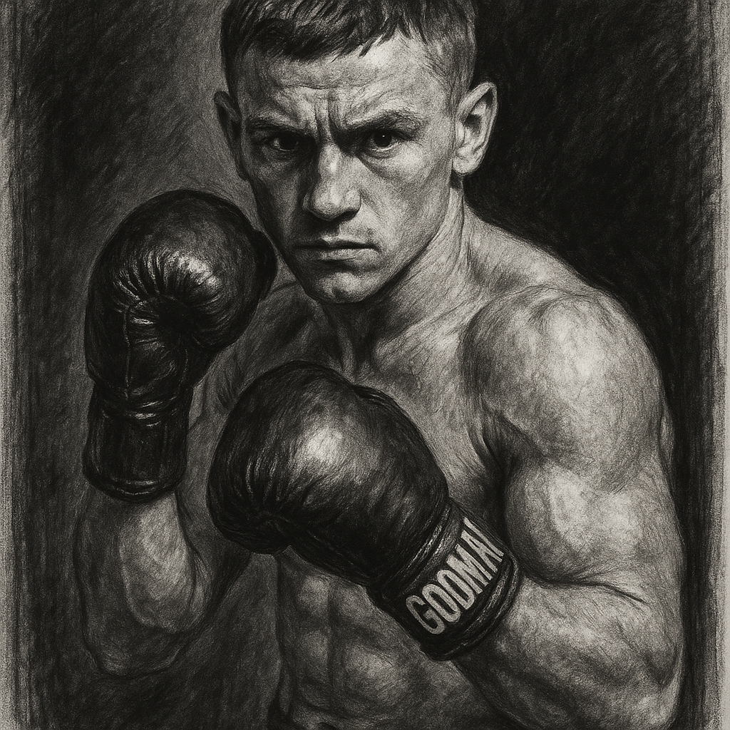 Sam Goodman charcoal portrait IBF eliminator