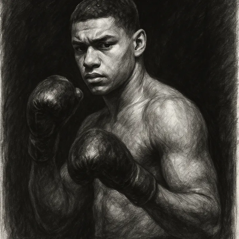 Moses Itauma charcoal portrait after his defeat to Filip Hrgovic