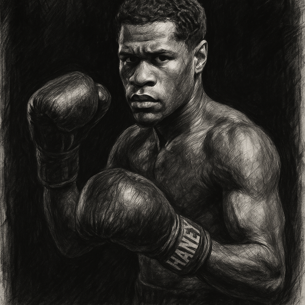 Devin Haney charcoal portrait VADA demand