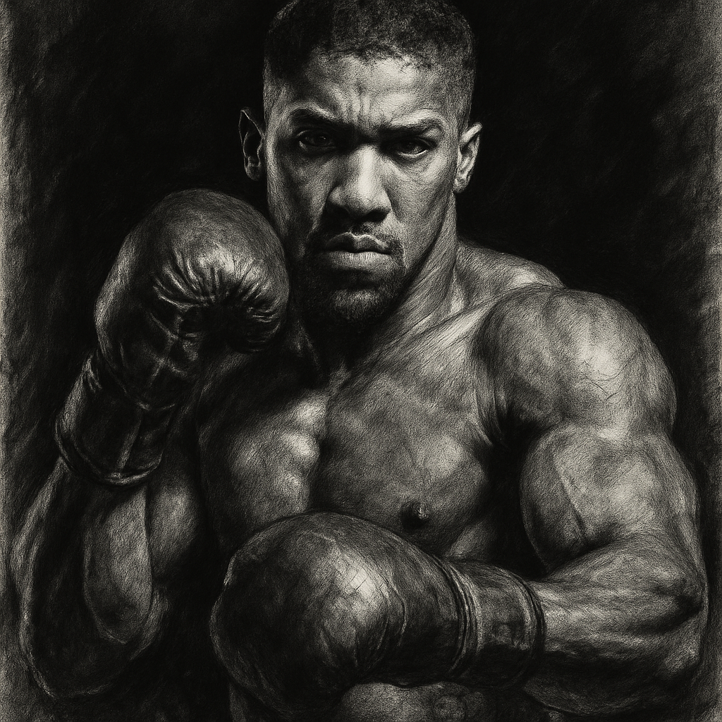 Anthony Joshua charcoal portrait heavyweight Fury Joshua mega fight November Wembley