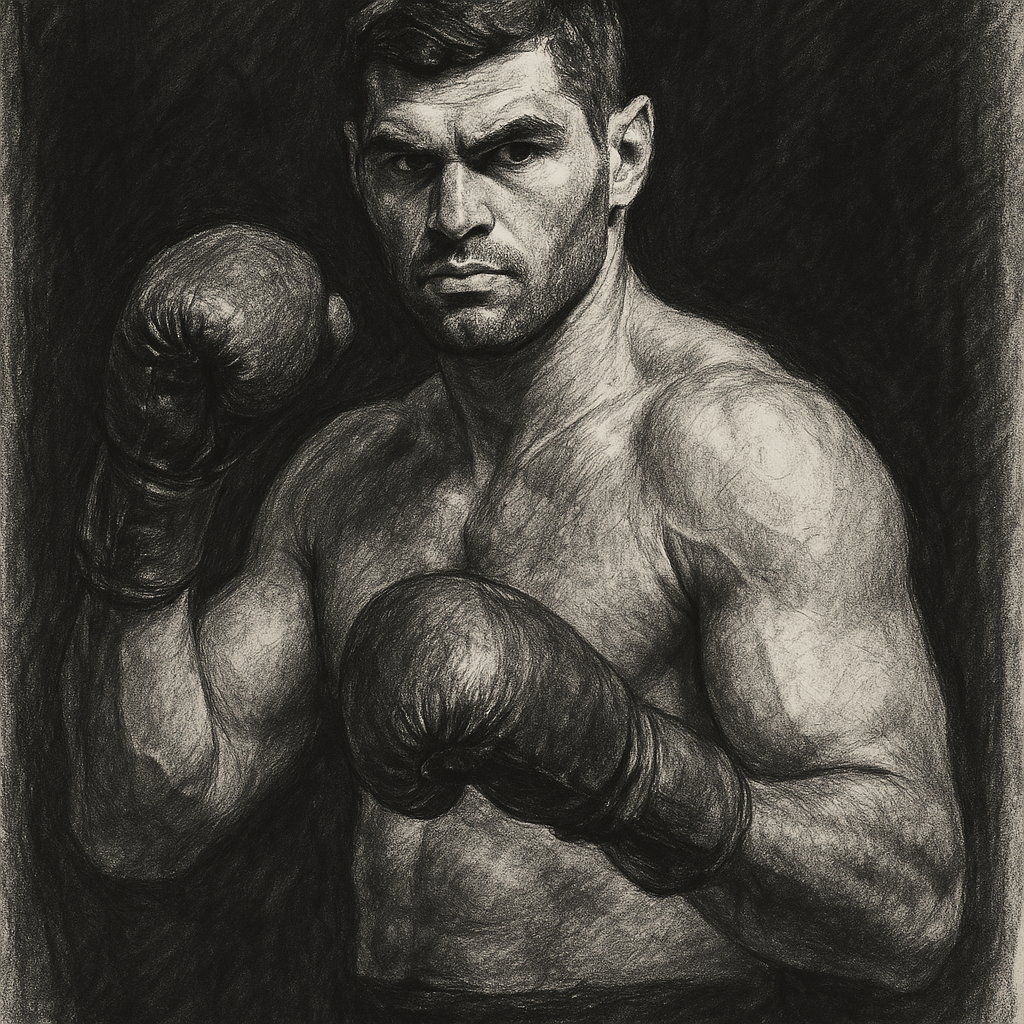 Filip Hrgovic charcoal portrait Doncaster fight build