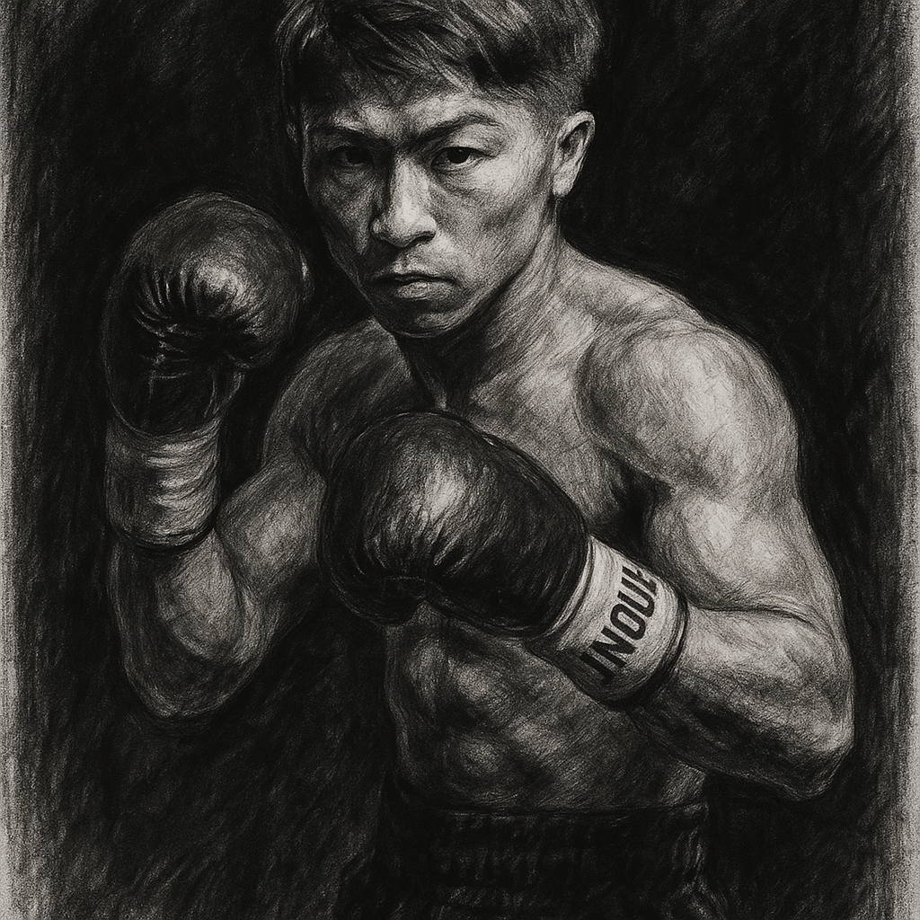 Naoya Inoue charcoal portrait