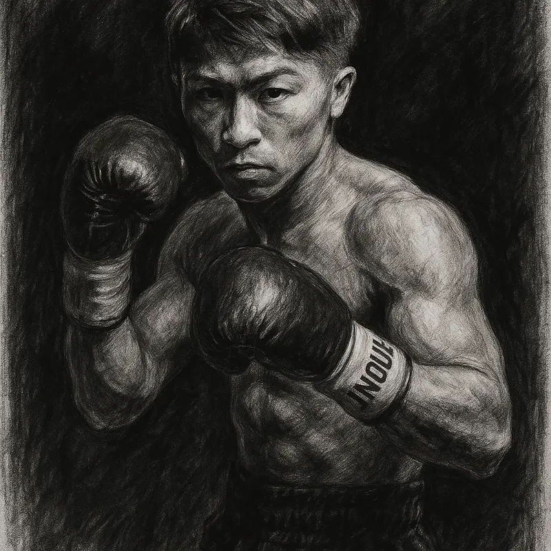 Naoya Inoue charcoal portrait