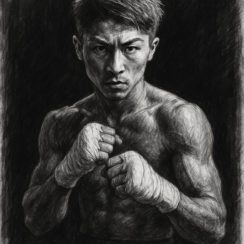 Naoya Inoue P4P charcoal portrait Tokyo Dome