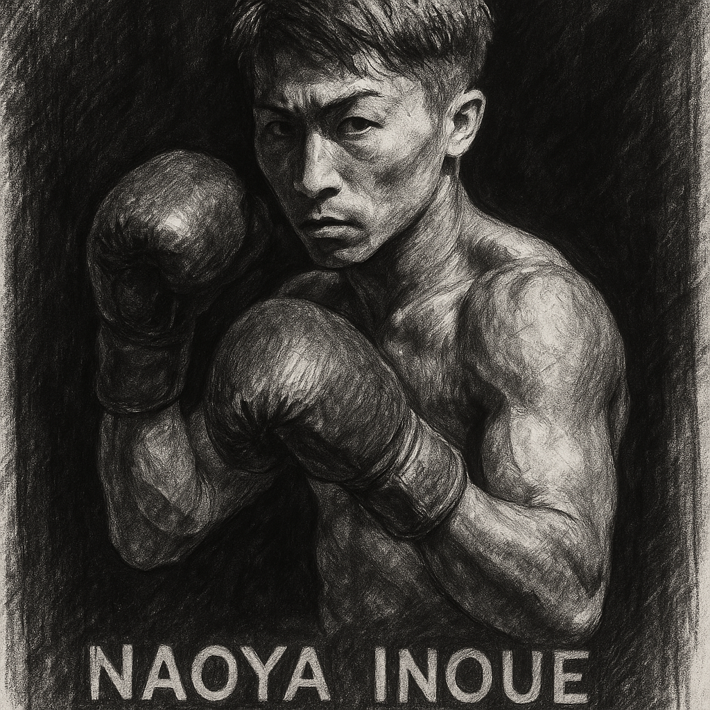 Naoya Inoue charcoal portrait Tokyo Dome two days out open workout fight week