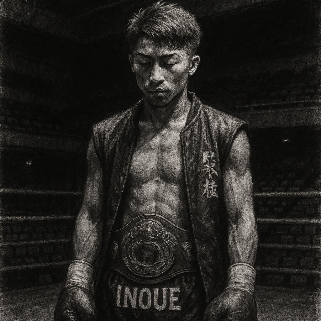Naoya Inoue post-fight Tokyo Dome charcoal