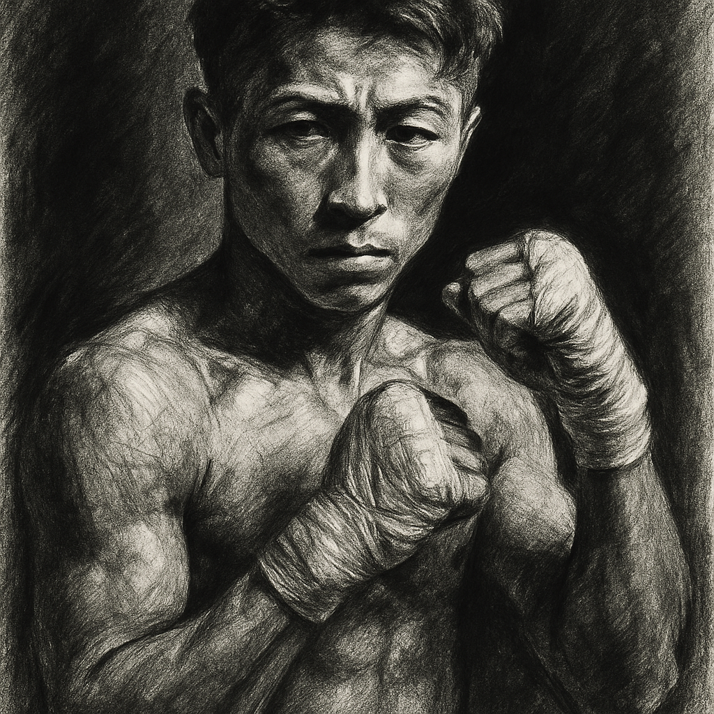 Naoya Inoue Tokyo Dome charcoal portrait undisputed