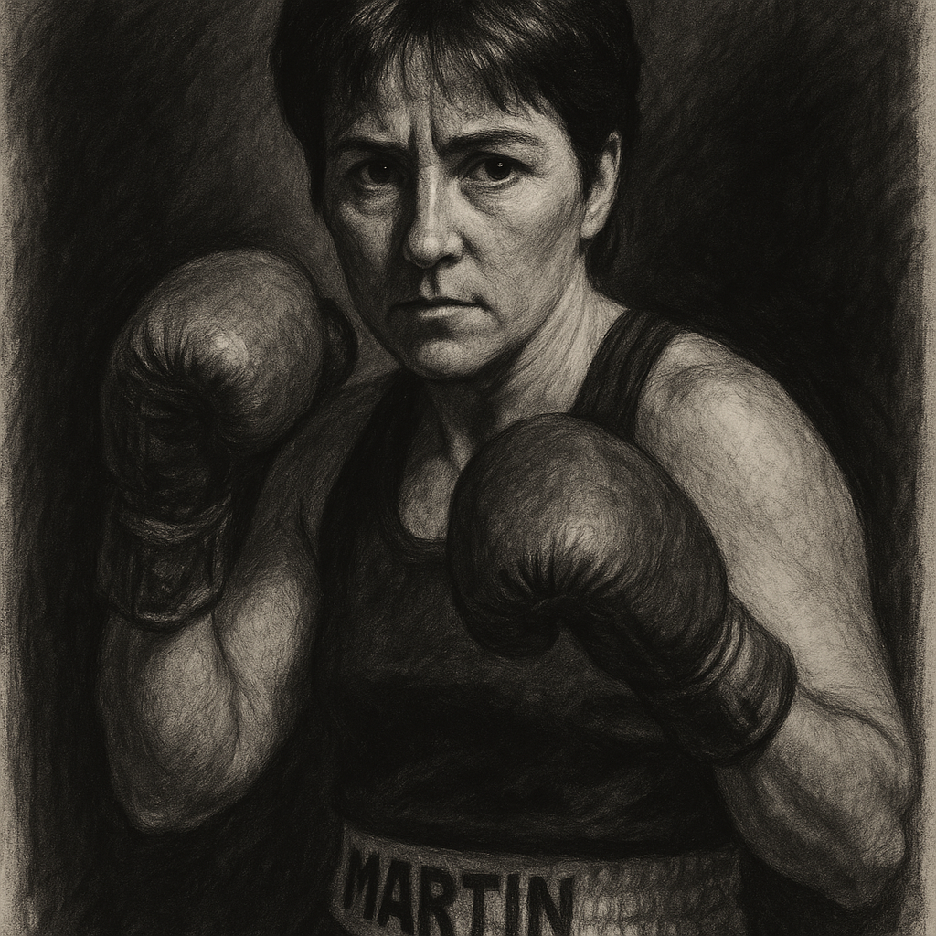 Christy Martin charcoal portrait iVB San Francisco world record bid