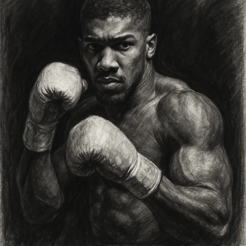 Joshua vs Prenga Confirmed For Riyadh — The Comeback Is On, charcoal portrait
