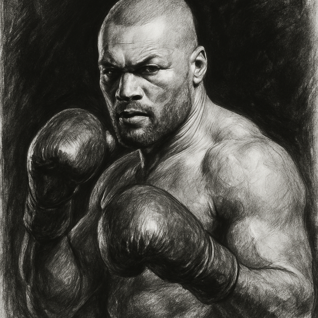 Joyce vs Suslenkov Fight Day charcoal portrait