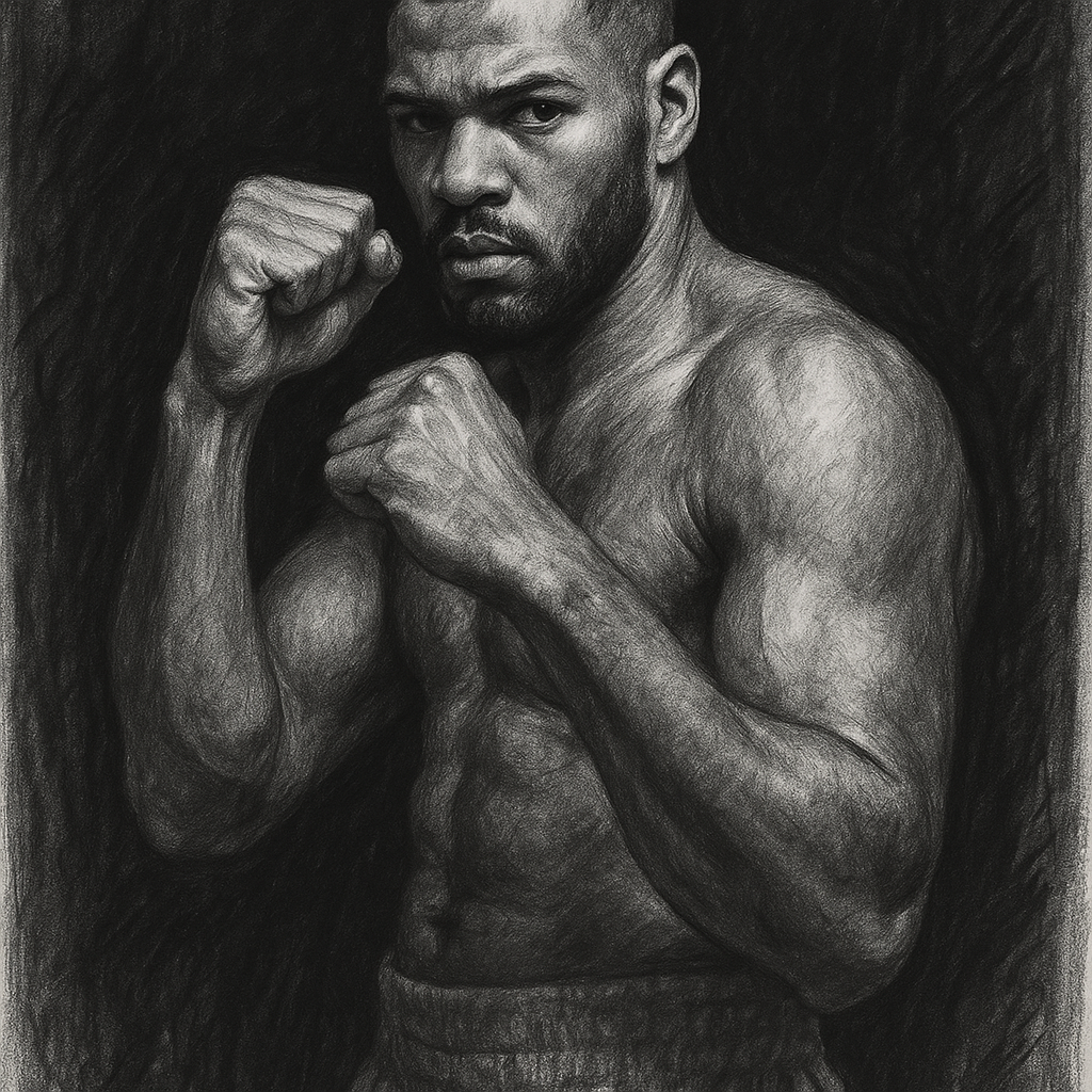 Kadiru Steps In To Face Gassiev charcoal portrait