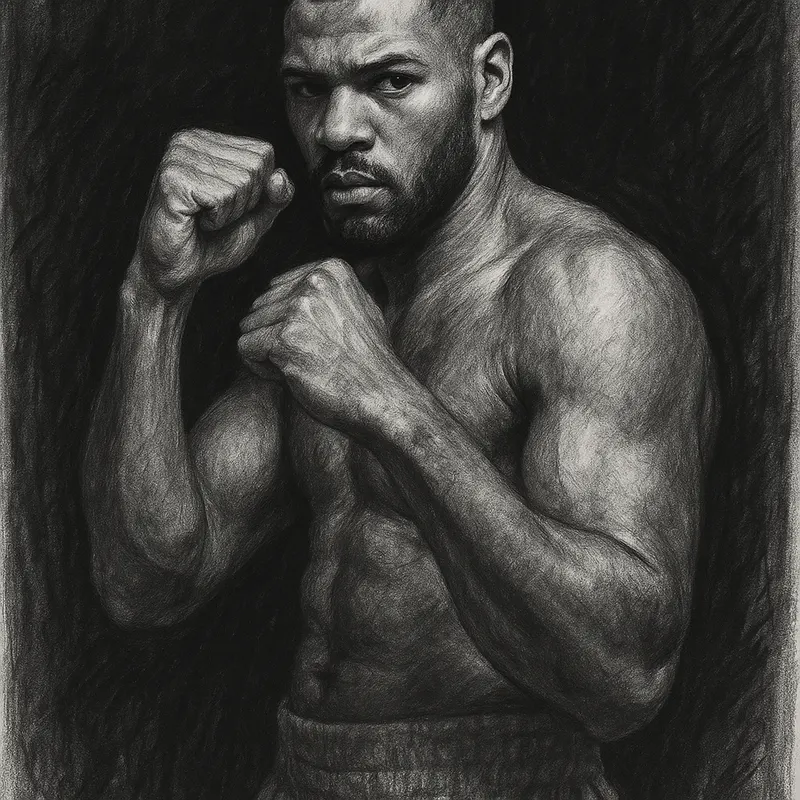 Kadiru Steps In To Face Gassiev charcoal portrait