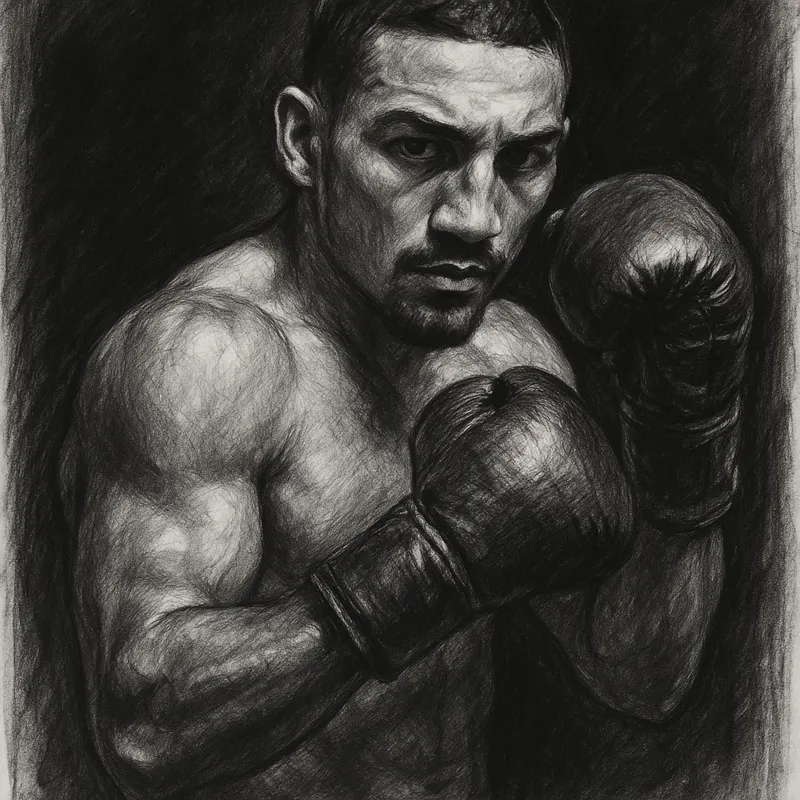 Teofimo Lopez charcoal portrait