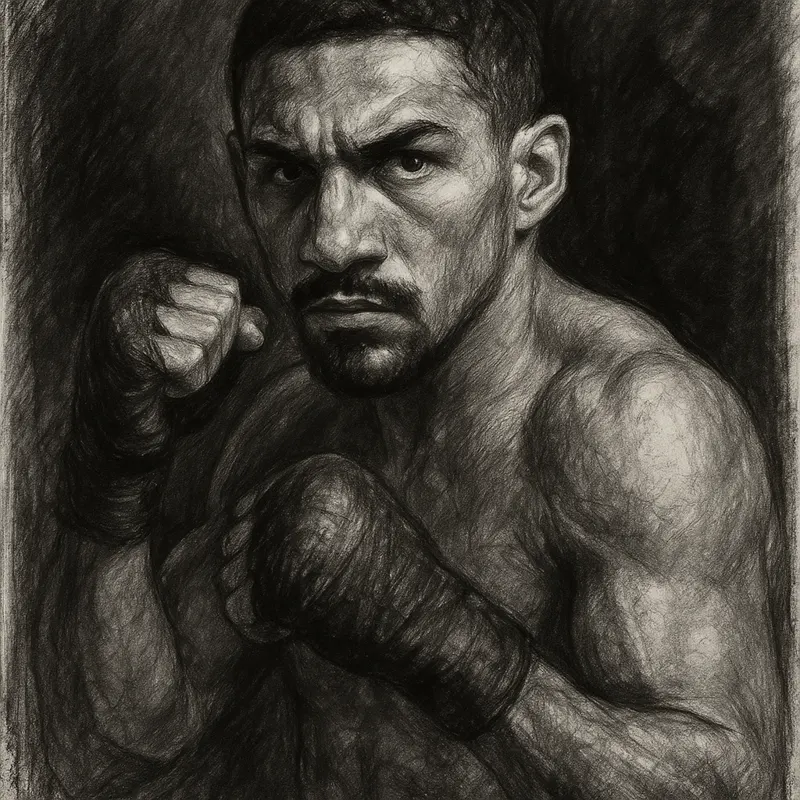 Teofimo Lopez charcoal portrait after WBA order to face Jack Catterall