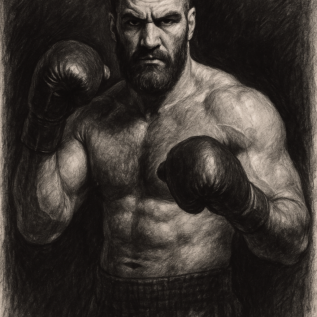 Arslanbek Makhmudov charcoal portrait Montreal camp