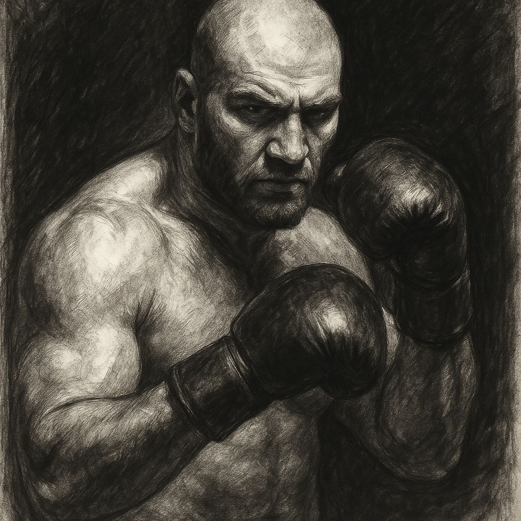 Arslanbek Makhmudov charcoal portrait heavyweight
