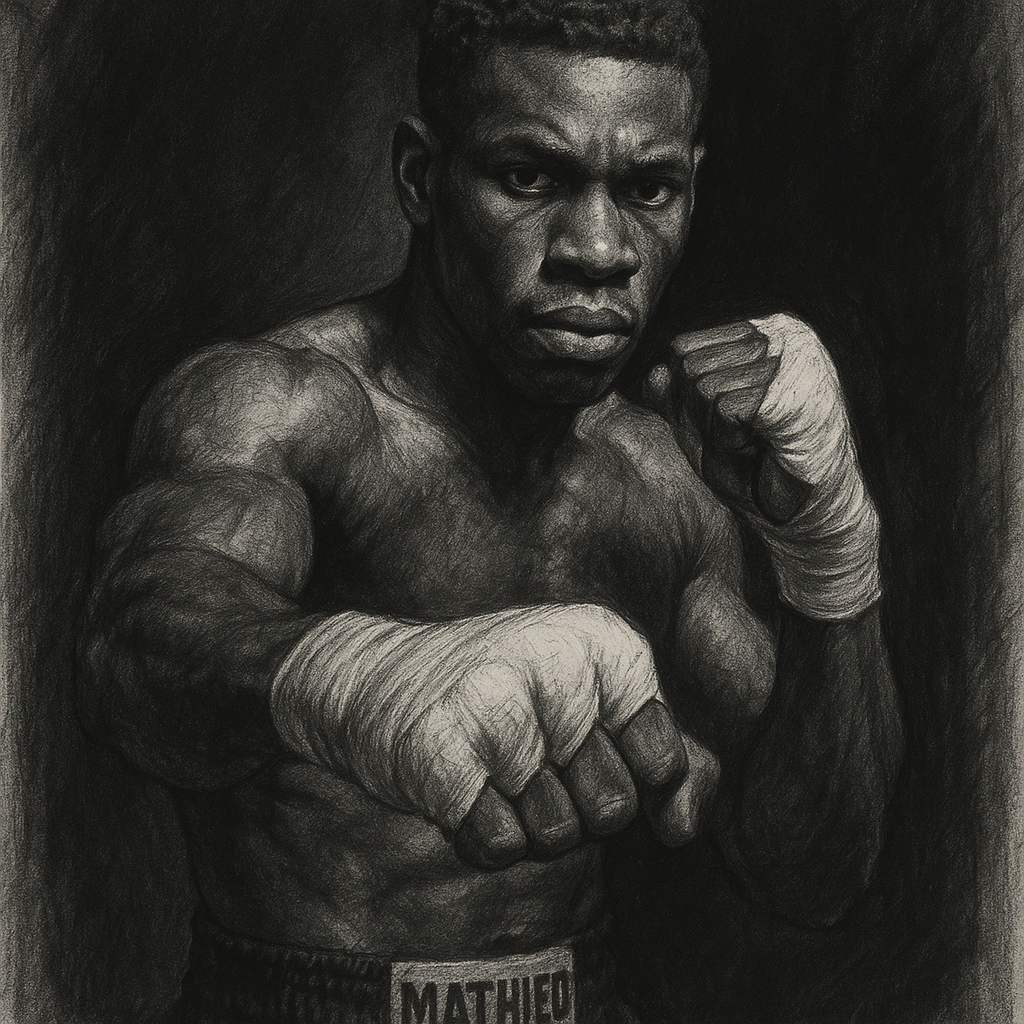 Mathieu vs Falcao: Wilkens Halts The Olympian In Eight In Quebec, charcoal portrait