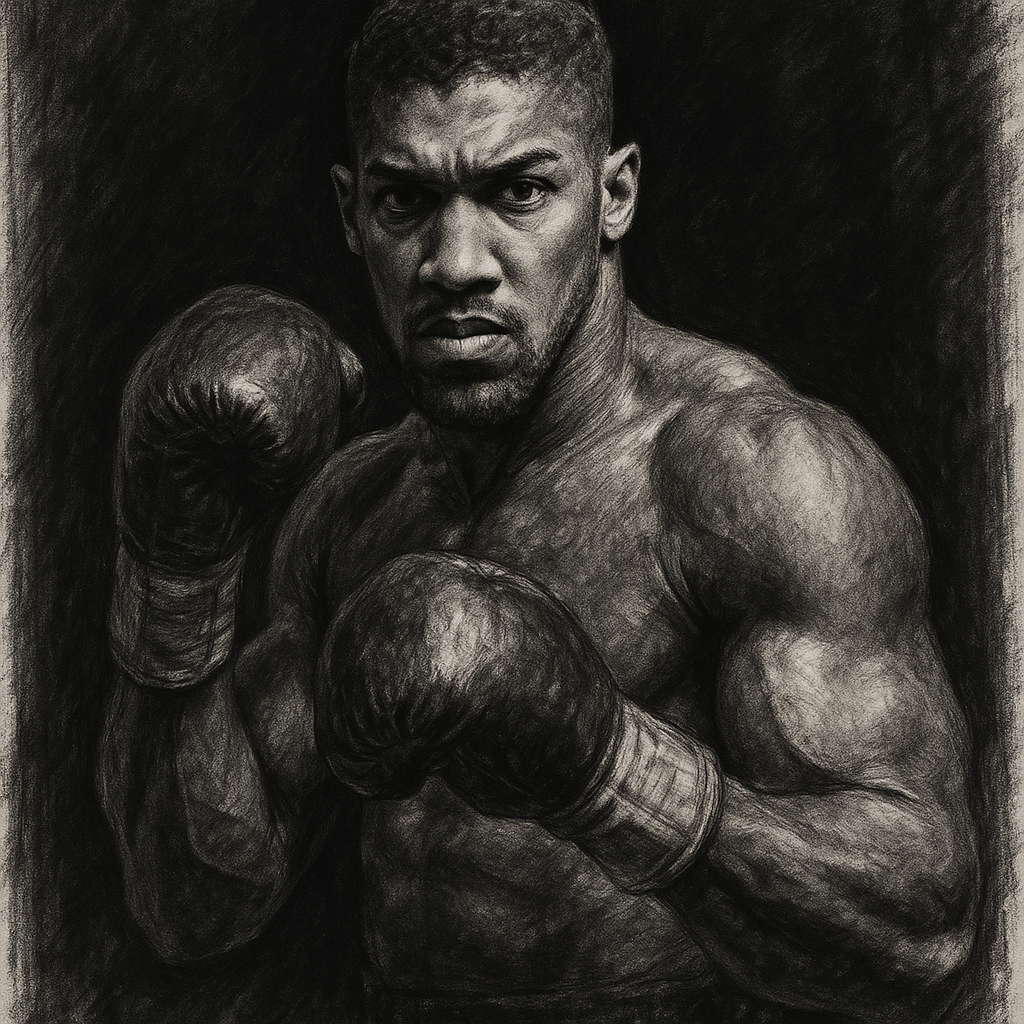 Anthony Joshua charcoal portrait McGuigan warning
