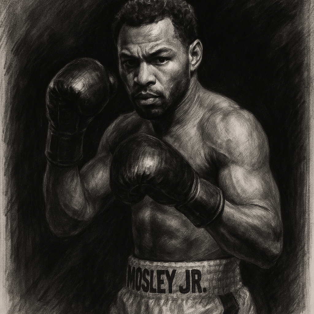 Shane Mosley Jr charcoal portrait fight day Las Vegas Zuffa Boxing 06 main event