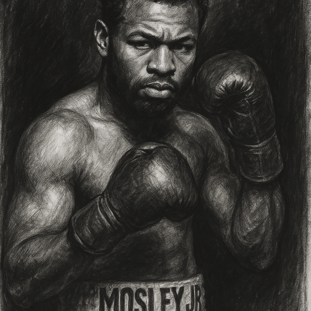 Shane Mosley Jr charcoal portrait Callum Walsh callout Zuffa Boxing 6