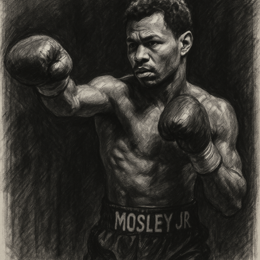 Shane Mosley Jr charcoal portrait Zuffa 6 win Bohachuk Las Vegas Meta Apex
