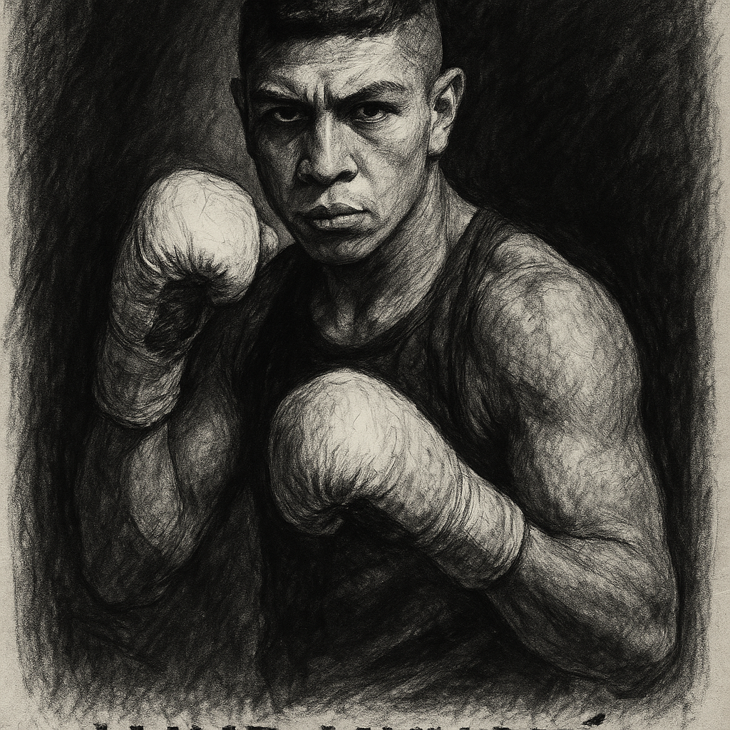 Jaime Munguia charcoal portrait WBA super middleweight champion Vegas