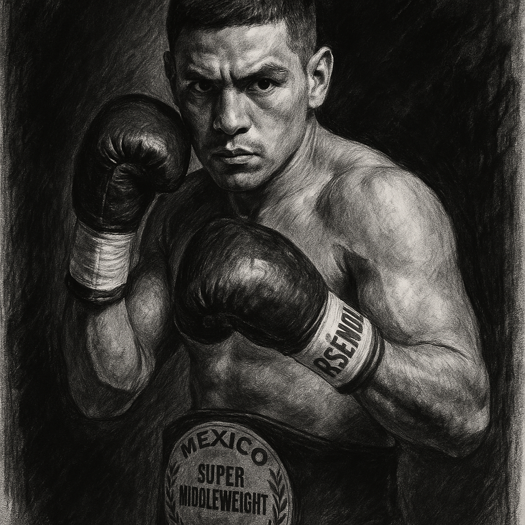 Armando Resendiz charcoal portrait WBA super middleweight champion T-Mobile Arena Cinco de Mayo civil war