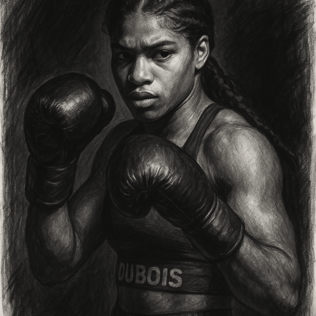 Caroline Dubois charcoal portrait MVPW UK debut