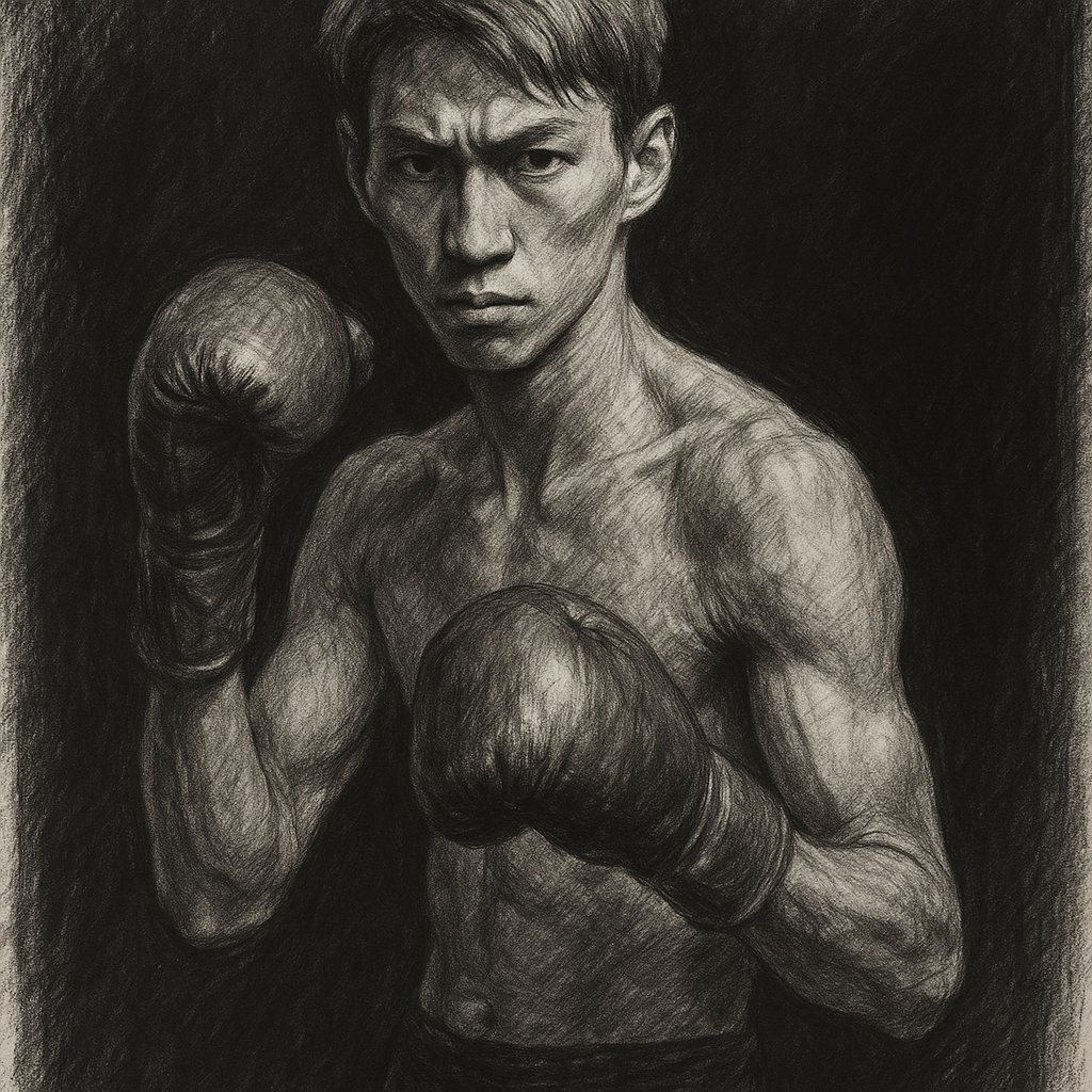Junto Nakatani charcoal portrait first loss Tokyo Dome