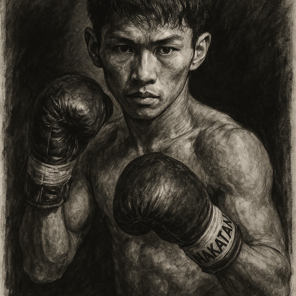 Junto Nakatani charcoal portrait Japanese boxing star