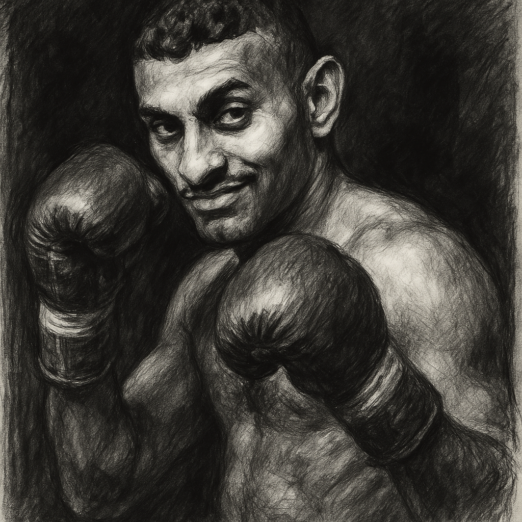 Prince Naseem Hamed charcoal portrait predicts Wardley Dubois